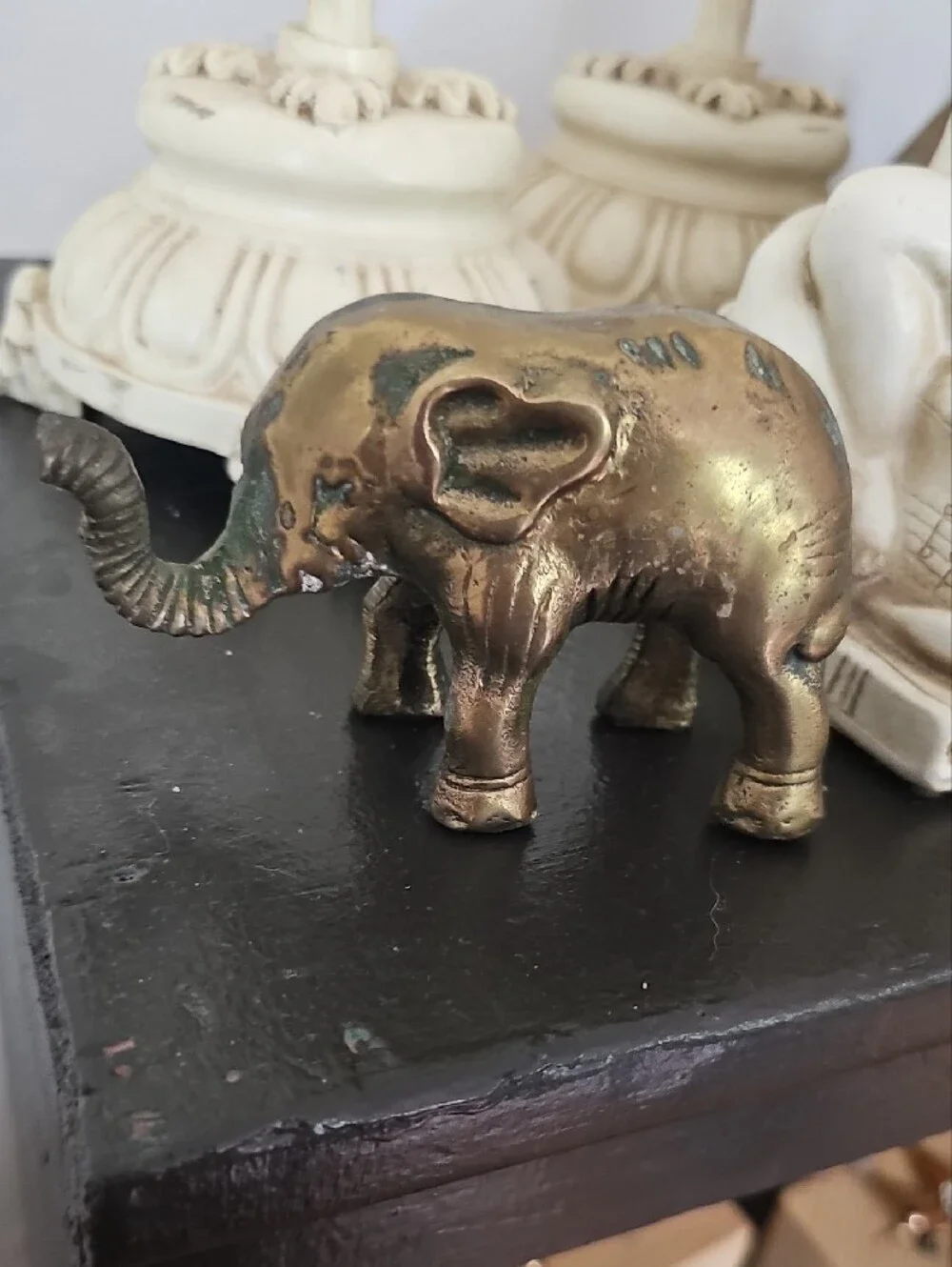 Antique-Style Gold Elephant Accent - Decorative Home Decor